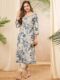 PHYSIL Floral Printed Round Neck Thread Work Straight Cotton Kurta