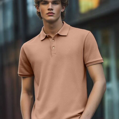 Men Solid Polo Collar Cotton T-shirt