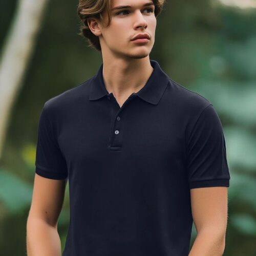 Men Solid Polo Collar Cotton T-shirt